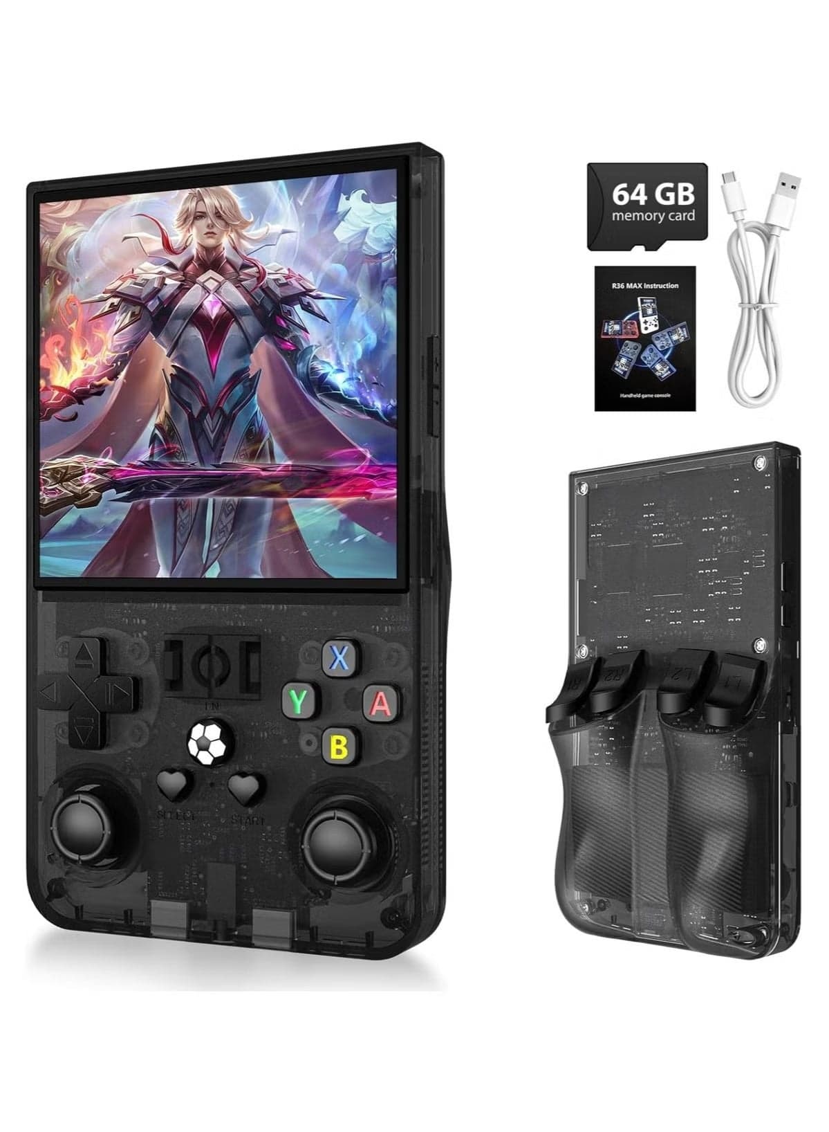 R36MAX Retro Handheld Game Console – 4.0 Inch IPS HD Screen, 64GB Storage, 18000+ Preloaded Games, Linux System, 4000mAh Battery, Portable Arcade Gaming Console for Adults & Kids