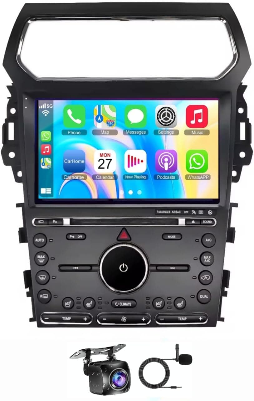 Fit Ford Explorer Car Stereo Ford Explorer Android Screen 2011-2019, Wireless CarPlay & Android Auto, BT DSP,WIFI,USB,QLED, GPS Navigation,AHD Camera Fast Interface (2+32GB Carplay 4CORE)