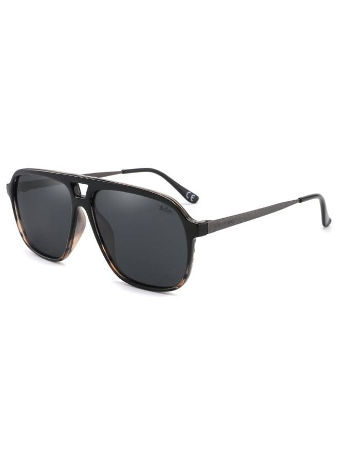 Unisex Polarized Sunglasses Black To Stripe Frame Grey Mirror Lens 60mm - LC1001C03