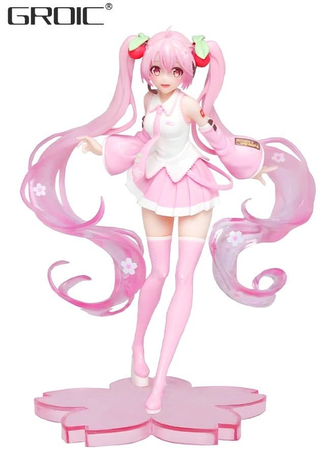 Miku Sakura Figure Pink Version Anime Figure,Sakura Skirt Pink Doll 15cm, Miku Anime Action Figures,Kids Desk Decor Ornaments