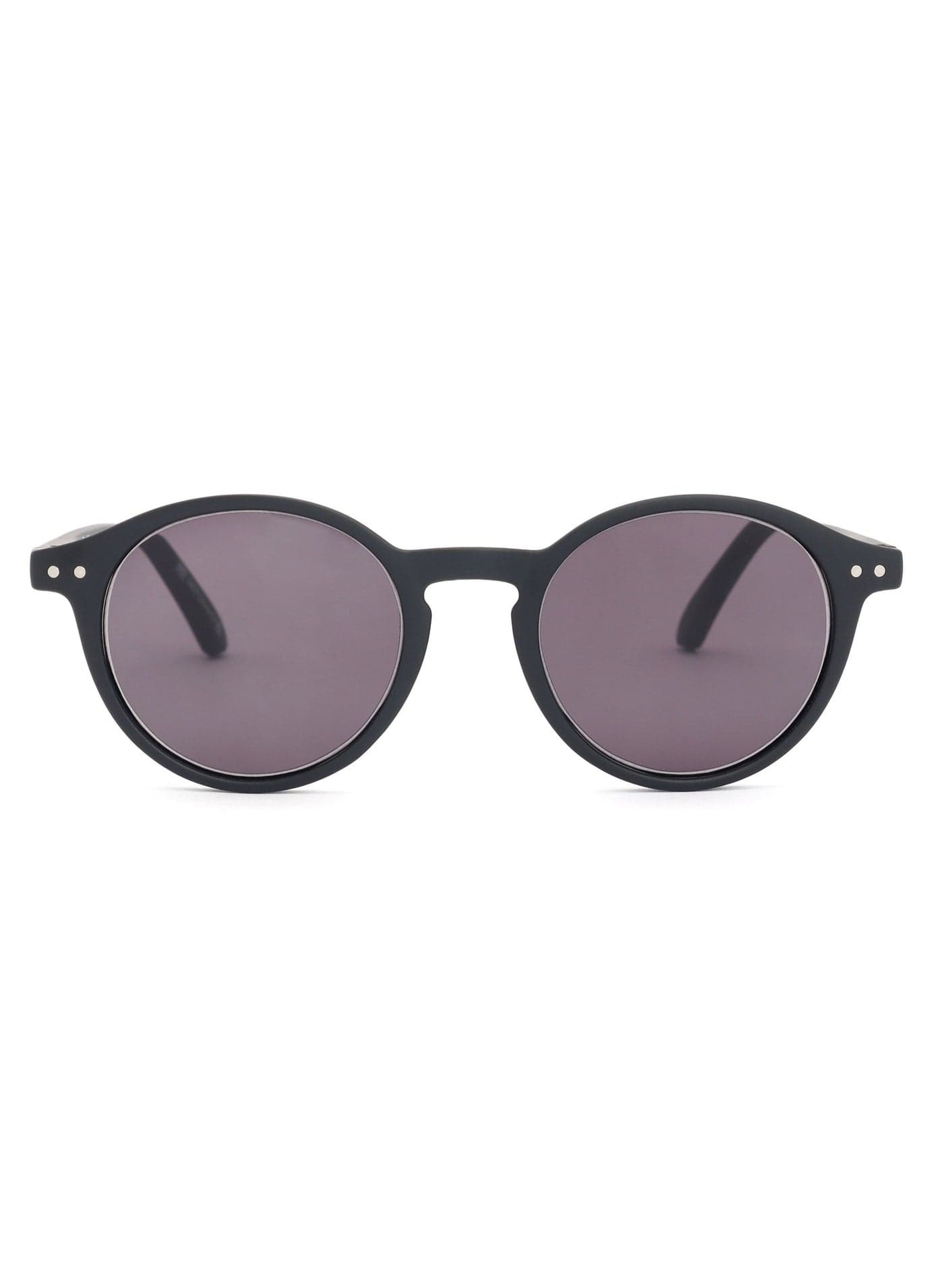 REY Sunglasses for Women Men, Retro Round Frame with Spring Hinges, Matte Black (Pack of 1)