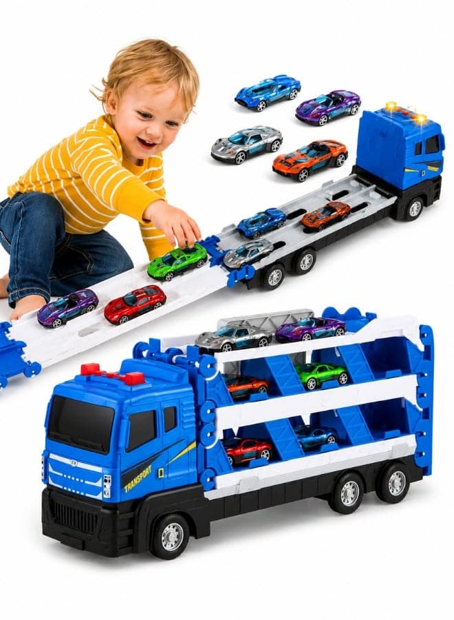 64-Inch Catapult Race Track with 4 Die-Cast Cars – Foldable Truck Toy Set with Storage – Racing Toy for Boys & Girls Ages 3+