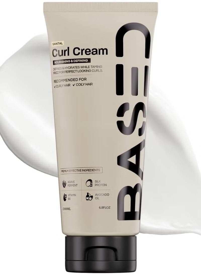 Curl Cream, Defines Curls, Controls Frizz, Medium Hold, Hydrates & Nourishes with Agave, Silk Protein & Castor Oil, No Harmful Chemicals or Artificial Fragrance (6.8 Oz Pack of 1)