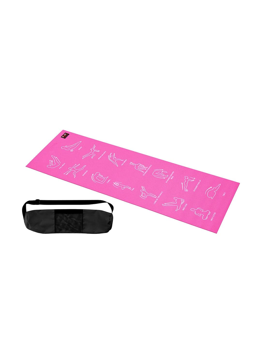Instructional Yoga Mat Pink P3 – Non-Slip, Durable, Lightweight with Printed Poses for Guided Practice