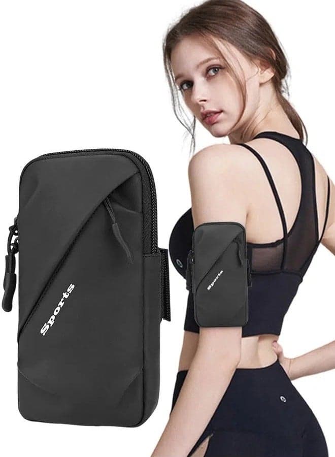 Cell Phone Arm Band Mobile Phone Holder Sports Arm Bag, Waterproof Phone Arm Case, Running Phone Armband, Outdoor Running Bag for Smartphones up to 7 Inches, Black