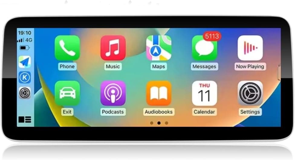 12.3 Inch Car Stereo 12.3 inch Android Screen Suitable Both 9"/10" Size With Apple Carplay Android Auto Wireless WiFi DSP FM&AM BT AHD Camera Included Fast Interface (4+32GB Carplay Round Display)