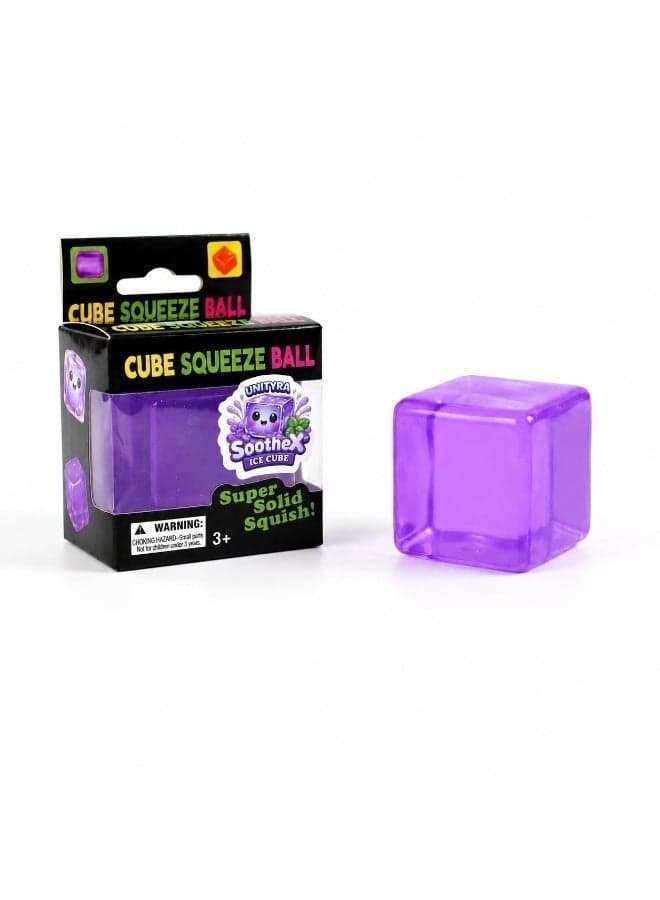 UNITYRA SootheX Ice Cube Sensory Stress Relief Toy – Super Solid Squishy Cube for Kids & Adults, ADHD Autism Anxiety Relief Fidget Toy, Focus & Calm Sensory Squeeze Ball, Desk Stress Toy (Purple)