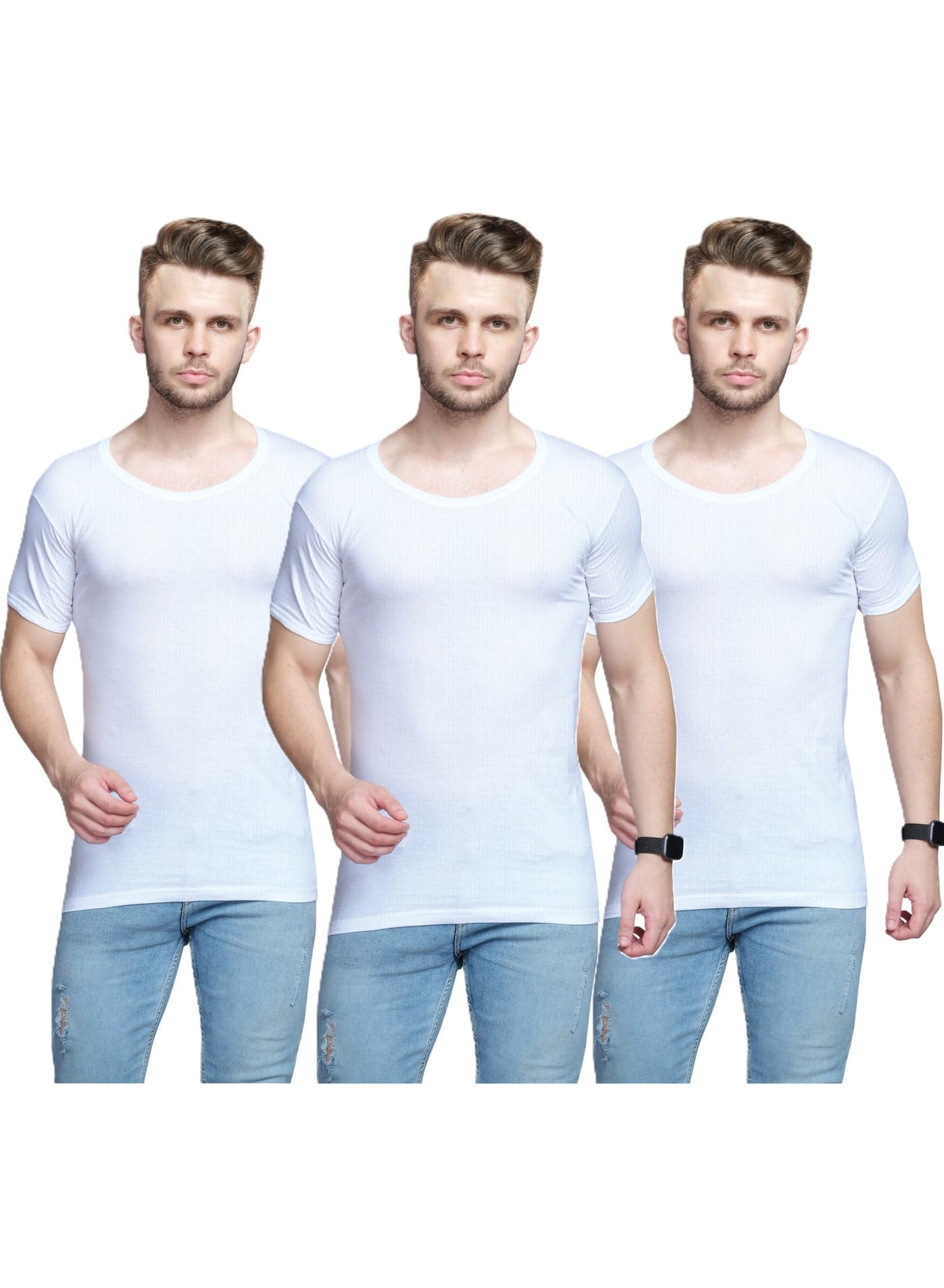 Platinum Collection Double-Knit 100% Cotton Mens Vest Undershirt T-Shirt Ultrasoft Breathable Short Sleeve Pack of 3