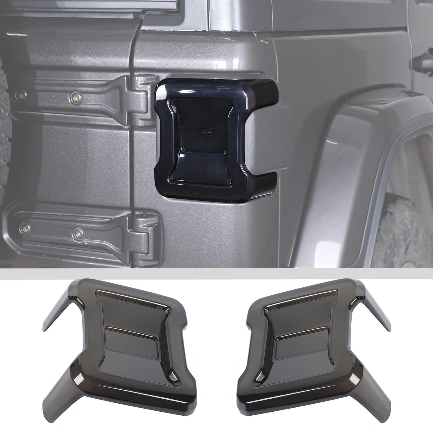 JWWY Tail Light Lamp Taillight TailLamp Rear Light Garnish Cover Trim Fit for 20182024 Jeep Wrangler JLJLU Exterior Accessories BlackenedSmoked Black