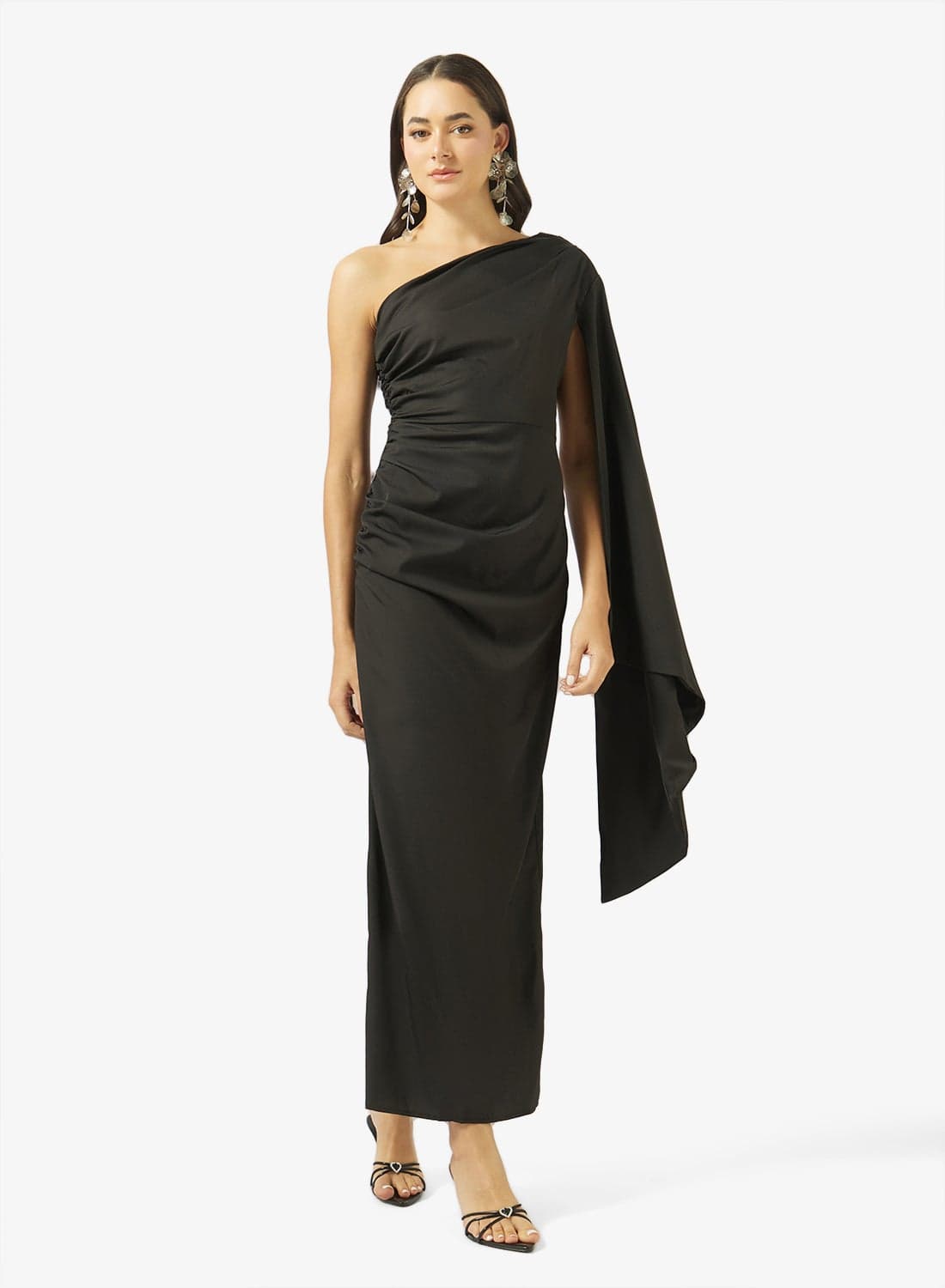 One Shoulder Draped Bodycon Dress