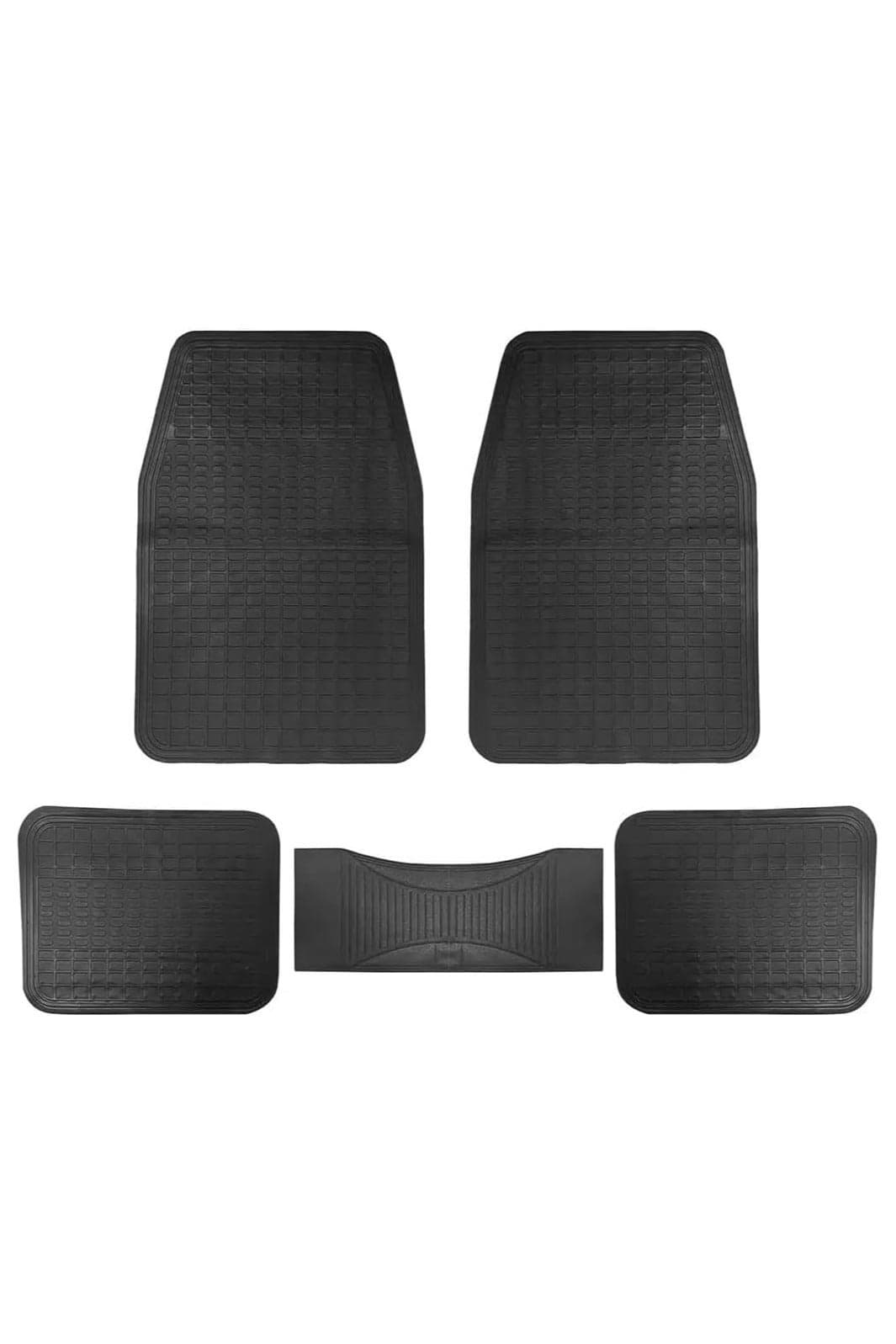 Black PVC Car Mat Set 5 Pieces Durable Waterproof All Weather Floor Mats for Front and Rear Seats - Non Slip Easy to Clean Design Stylish Interior Protection for Cars