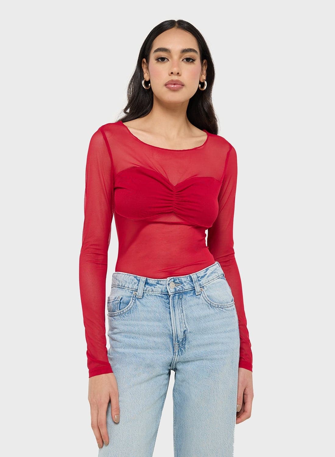 Mesh Fitted Top With Bralette