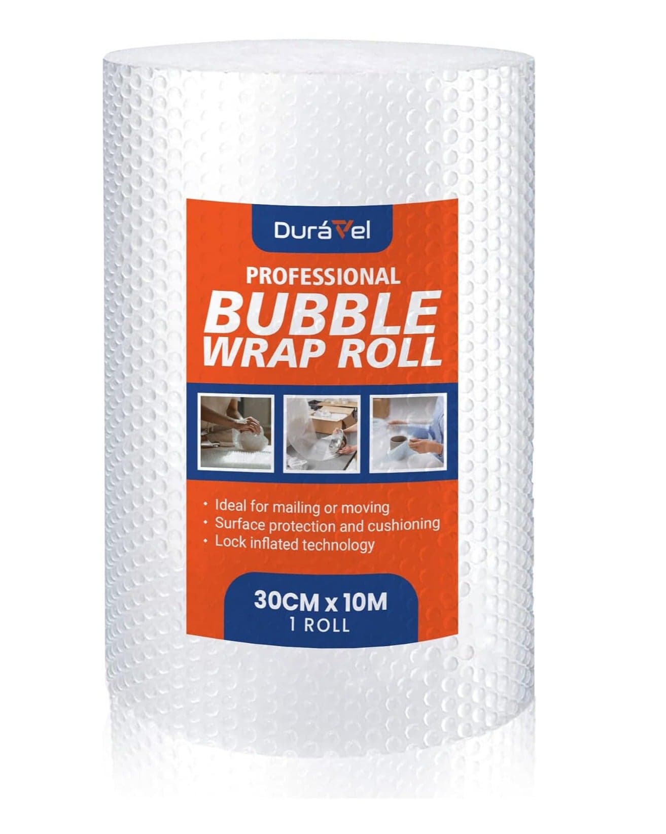 Duravel Bubble Wrap Roll 30cmx10m, Bubble Cushioning Wrap for Packing and Moving Boxes Bubble Packing Wrap for Moving