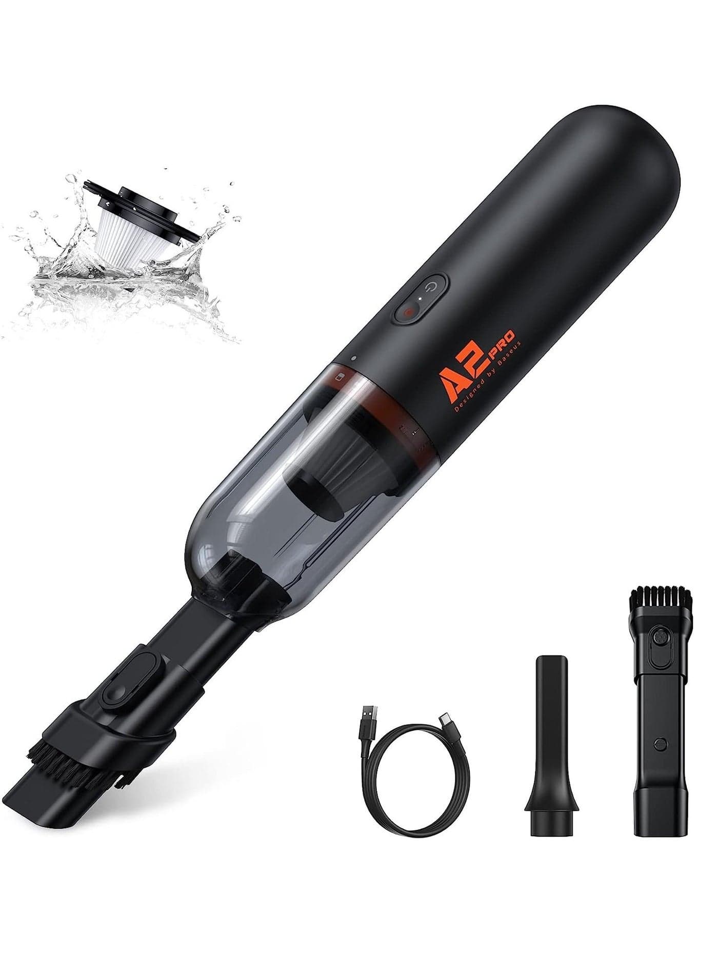 Handheld Vacuum Cleaner Cordless Rechargeable – Powerful Suction Mini Portable Car Vacuum with Type-C Fast Charging (3H), Ultra-Low Noise Small Dust Booster for Home, Office, Pet Hair, Dog/Cat Hair, Sofa, Keyboard, Laptop & Car Interior Cleaning – Lightweight Compact Design (Black)