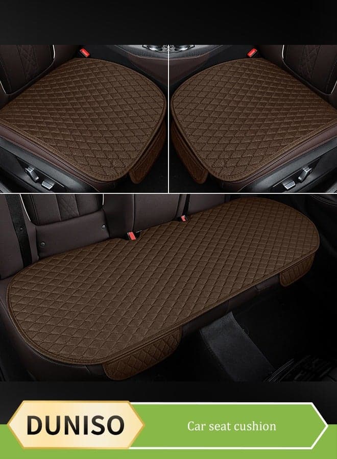 3PCS Universal Car Seat Cushion Set Car Seat Bottom Covers Protectors,Pu Leather Car Seat Bottom Covers Protectors, include 1 Pair Front Driver Seat Pad Mat and 1 Rear Bench Cover Universal Applicable To 90% Of Vehicles (Coffee)