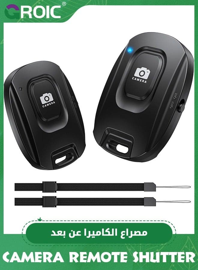 2 Pack Camera Remote Shutter for iPhone and Android Smartphones, Wireless Bluetooth Phone Remote Control Selfie Button for Photos and Videos