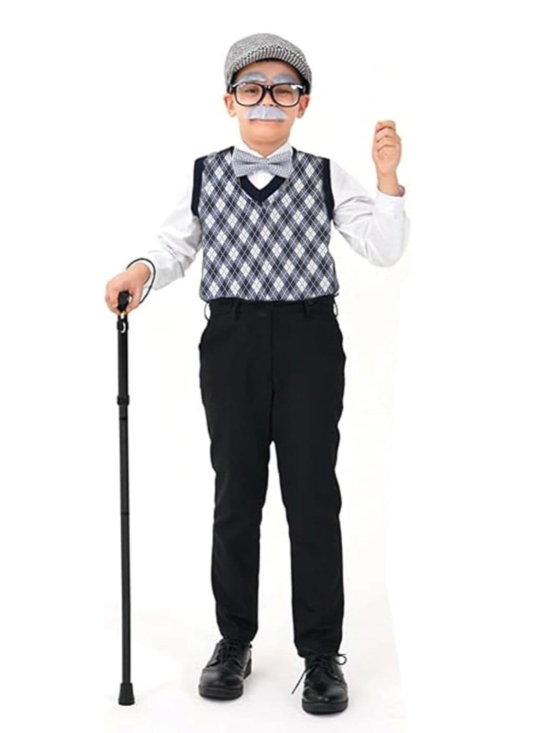 Home Smart Old Man Costume for Toddlers Grandpa Old Person Outfit with Hat and Other Accessories