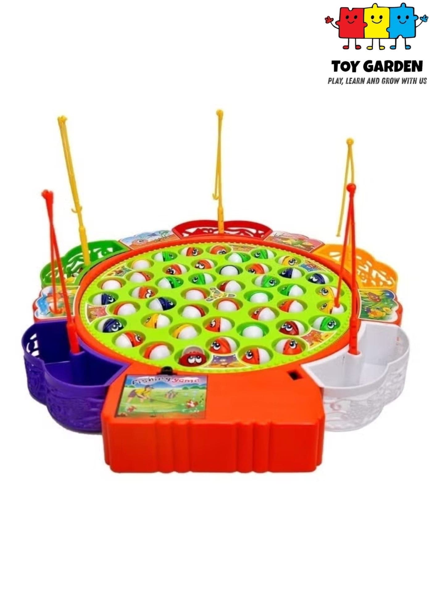 Fishing Game Toys Multi Color Puzzle Children's Family Fishing Set Educational Toys Fishing Game Set Rotating Board with Music, Includes 45 Fish and 5 Fishing Poles, toys gift