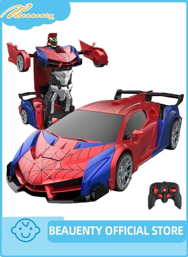 Spider Transform RC Cars Toys with Eye & Underbody Lights, 2.4GHz Remote Control Car One-Button Deformation, Fast 360°Rotation Robot Toys Birthday Gifts for 3 4 5 6 7 8 9 10 Year Old Boys Age 4-7 8-12