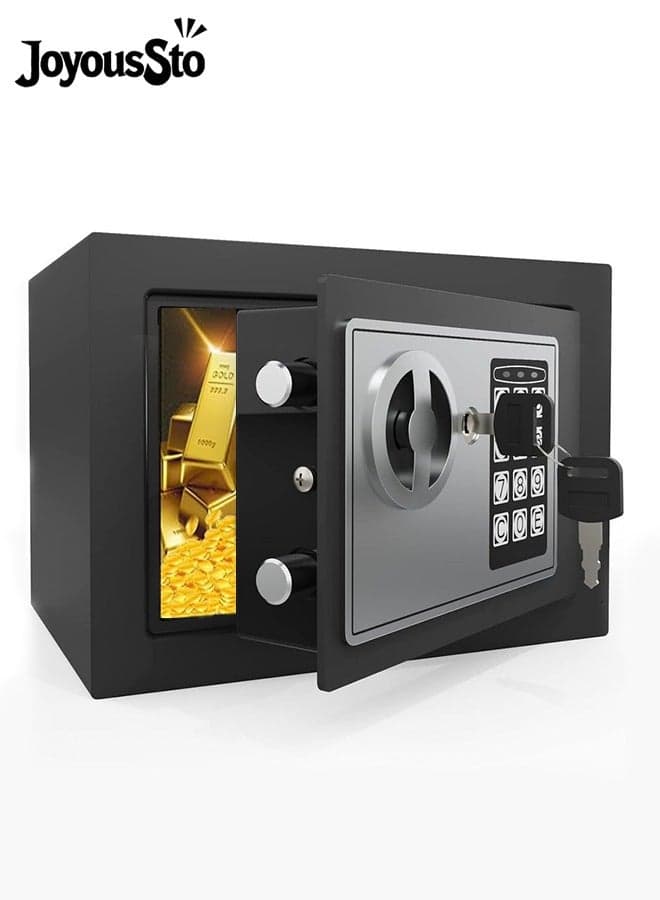 Security Safe Digital Safe Electronic Steel Lock Box with Keypad to Protect Money Jewelry Passports for Home Business or Travel Black 9.06x6.69x6.69 in
