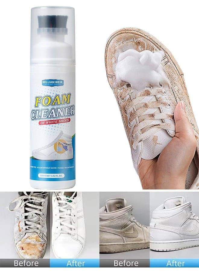 100ML Foam Shoe Cleaner For Non-Washing Decontamination And Whitening Of Sports Shoe Sneakers White Shoes Microfiber Shoe And Cloth Shoes Cleaning