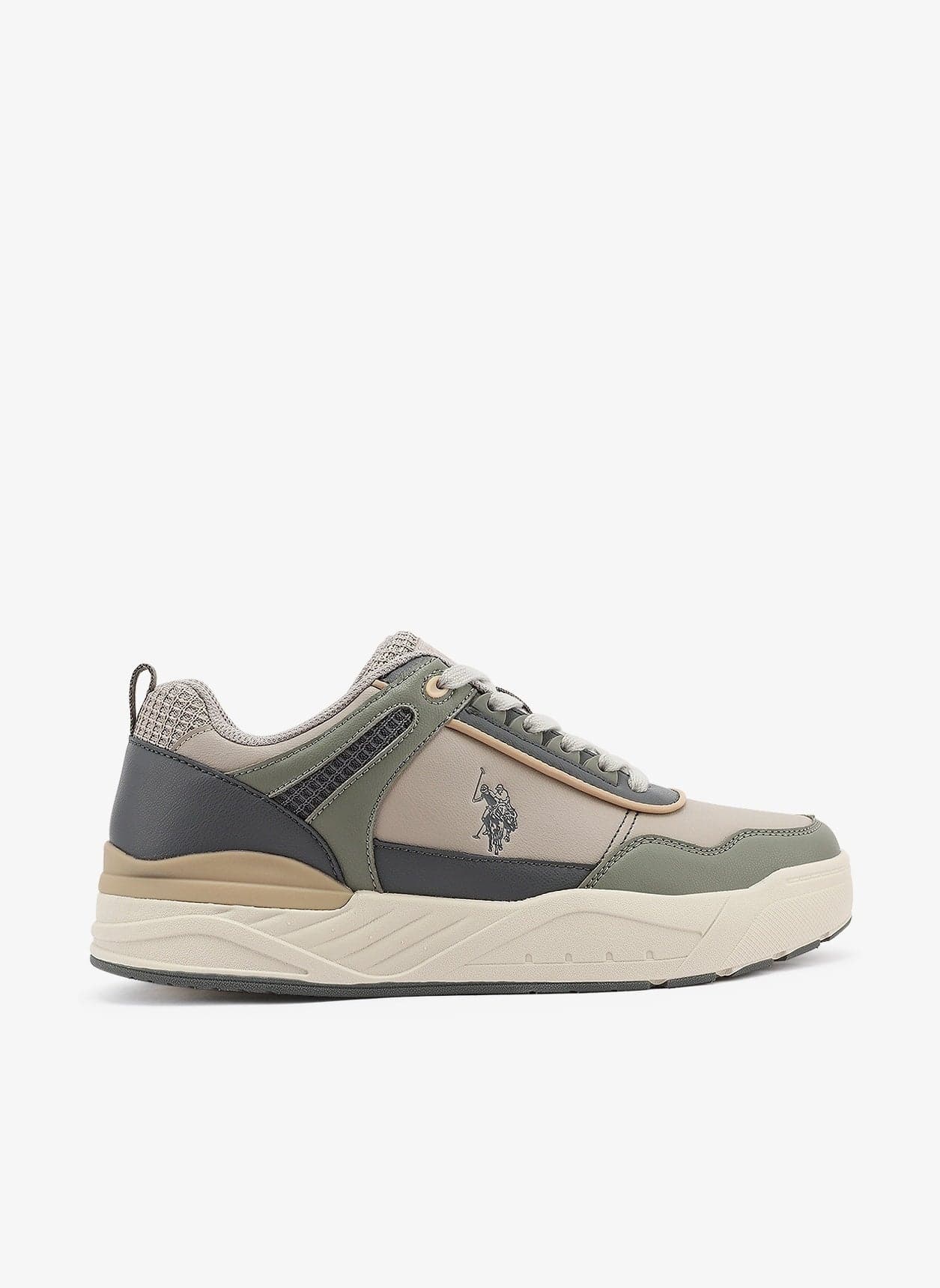 Men's Beige Low-Top Sneakers - Modern Design with Grey Accents Shoes, Durable and Stylish Casual Footwear