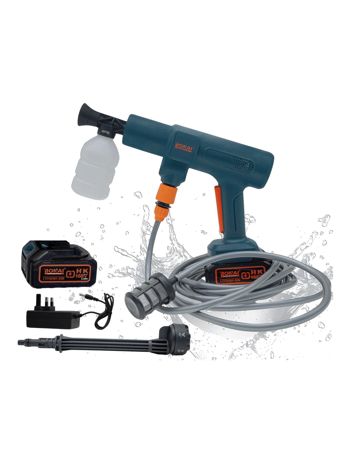 168VF Cordless Portable Pressure Washer, High Efficiency Motor, Self-Priming Dual-Use, Overheat Protection, Auto Shut-Off, Increase Pump Head for Car, Garden & Outdoor Cleaning – BN-HK99