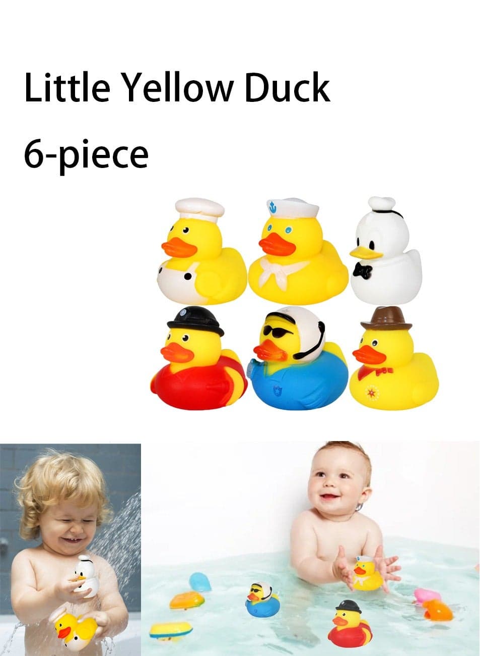 6-Piece Little Yellow Duck Bath Toys, Fun Role-Playing Water Toys for Kids, Ideal for Bath/Swimming/Water Play