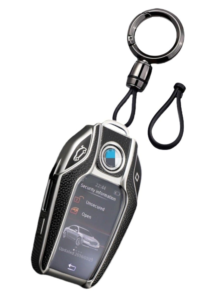 OUYoo For BMW LCD Screen Key Fob Cove,Soft TPU Key Fob Cover Case Compatible with BMW 5 Series 528Li 530Li 540Li G30 G31 6 Series GT G11 G12 7 Series 740 X3 G01 i8(Silver)