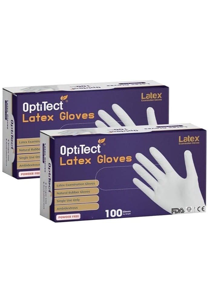 Latex Gloves Powder Free, Small Size, 100 Disposable Pieces – Durable, Comfortable, Pack of 2