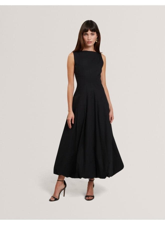 Seam Detail Bubble Hem Midi Dress