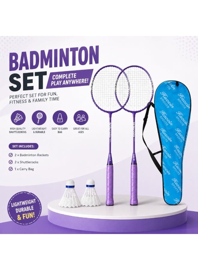 Badminton Racket for Adults Men Women – Professional Lightweight Carbon Steel Frame, High Tension Strings, Non-Slip Grip – Beginner Training Racket for Indoor Outdoor Sports, Fitness & Backyard Play"