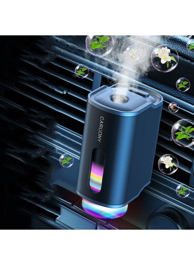 Smart Car Aroma Diffuser, Rechargeable Electric Car Air Freshener with Ambient RGB Lighting, Aluminum Alloy USB Car Perfume Diffuser with Auto On/Off Sensor, Vent Clip