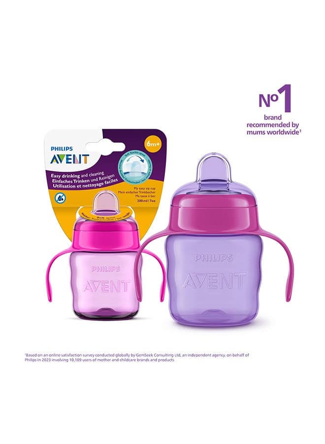 Classic Spout Cup 7oz/200ml, 6M+ Single For Girls | Sippy Cup With Soft Spout For Easy Drinking | No.1 Brand Recommended By Moms Worldwide