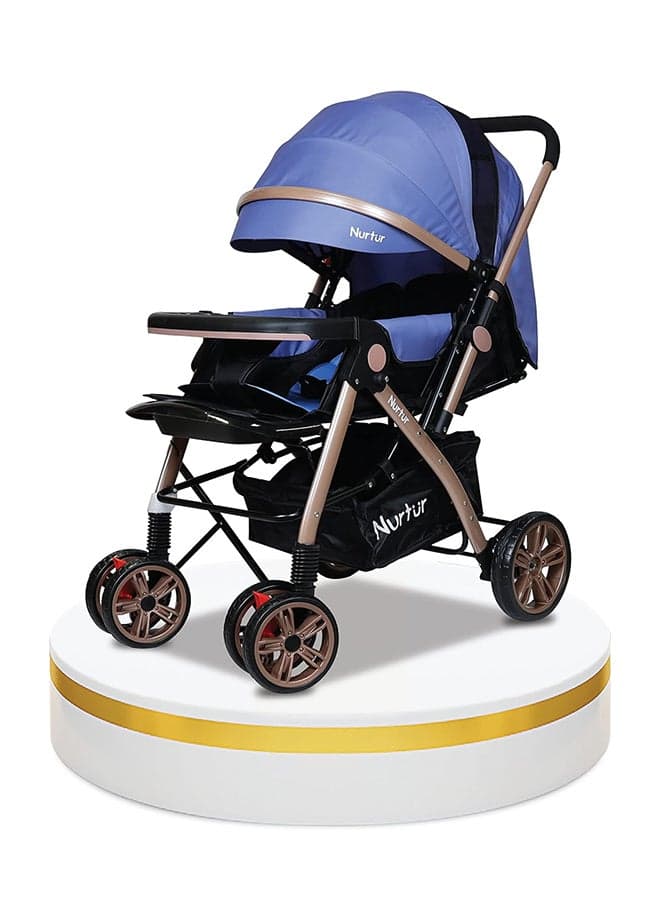 Wilder Reversible Baby/Kids Travel Stroller 5 Point Safety Harness, Adjustable Backrest and Canopy, Reversible Handle, Light Blue