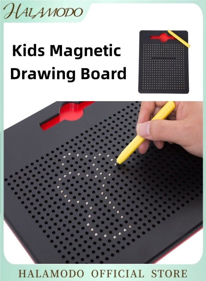 Kid's Magnetic Drawing Board with Stylus Pen & Fully Enclosed Magnetic Beads Sensory Magnet Board Magnetic Tablet Toy as Birthday Gift Travel Road Trip Essentials for Boys Girls