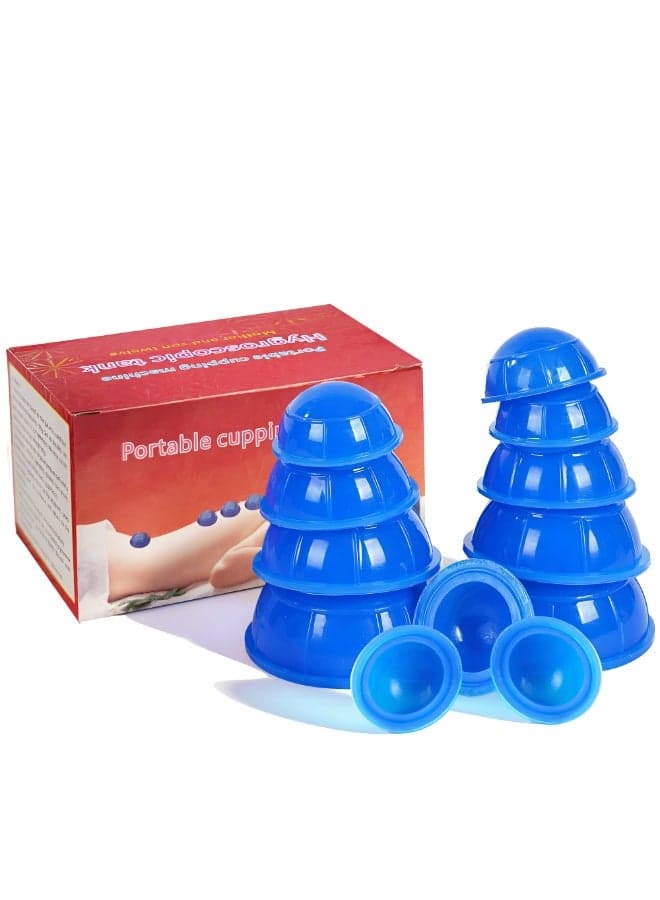 Loucky Silicone Cupping Therapy Set (12Pcs) - Food Grade Facial Cupping Set with Upgraded Anti-Leak Design, Massage Cup for Anti Cellulite Cups, Full Body Pain Relief, Myofascial Release & Detox (Blue)