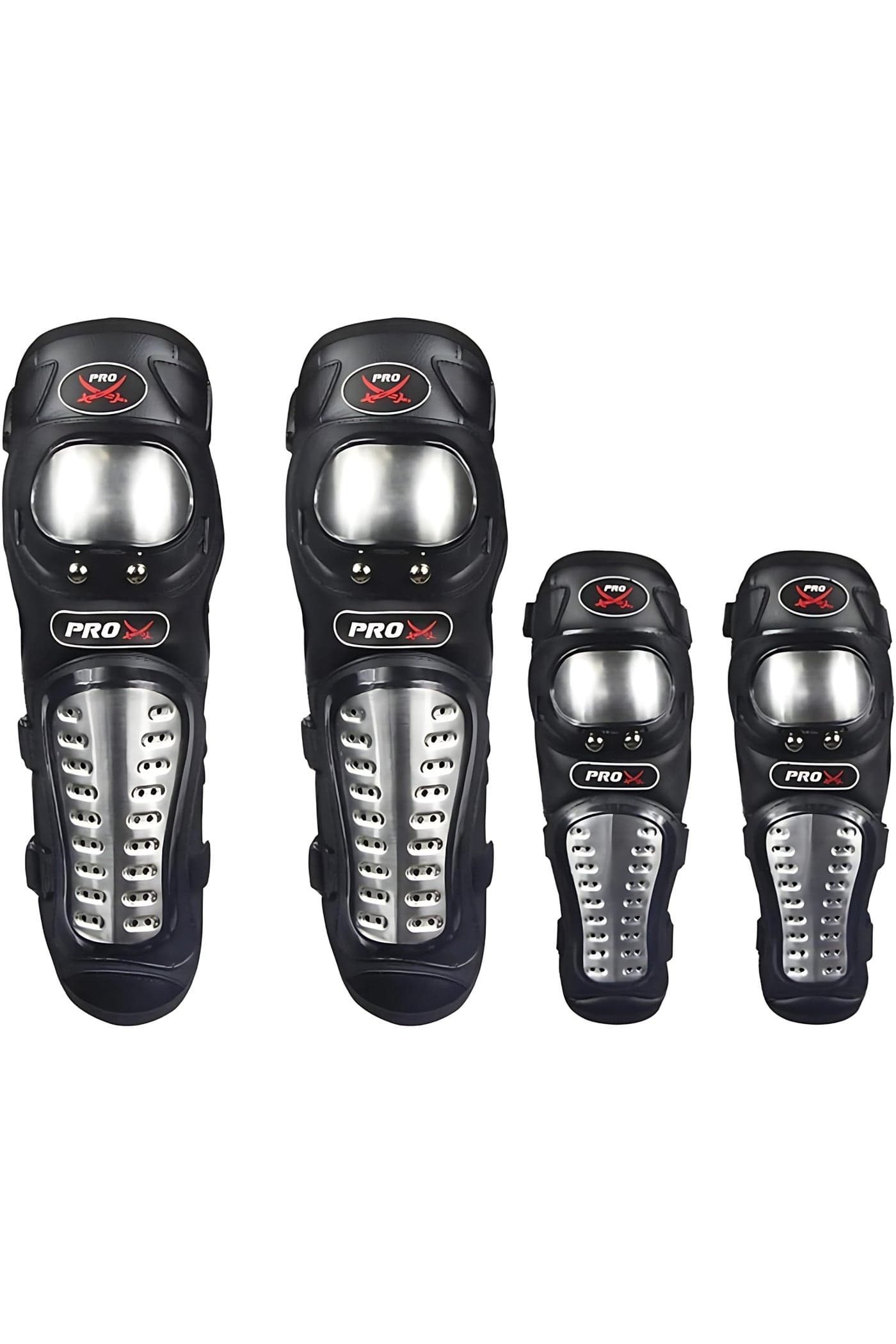 Knee and Elbow Protection Kit 4 Piece Stainless Steel Pads Guards Crash Shockproof Gear for Motocross Dirt Bike ATV Cycling