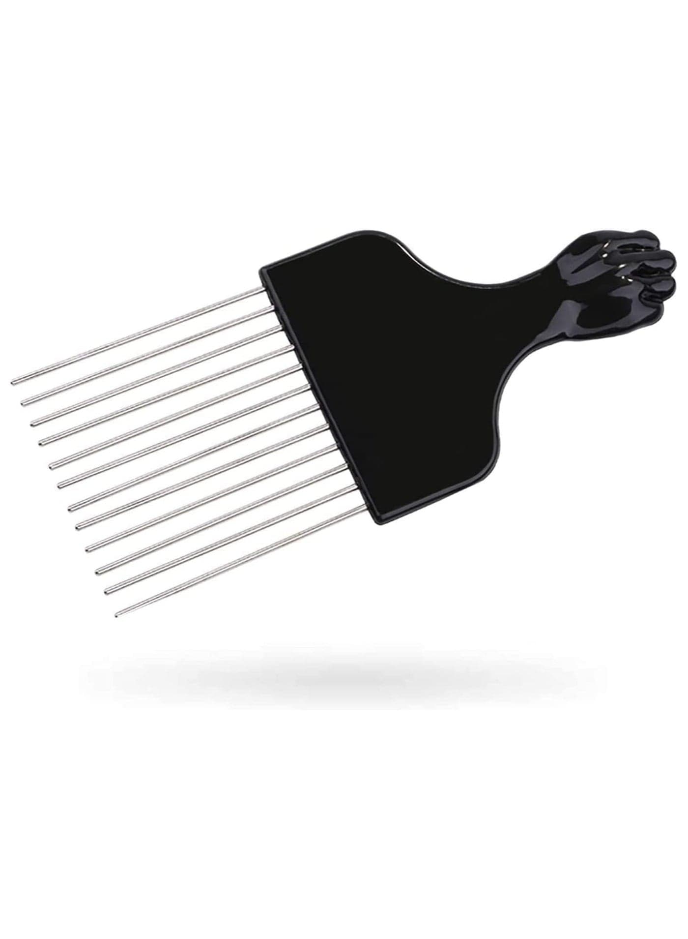 Afro Comb Curly Hair Magic Hair Coils Tool Square Afro Pick with Natural Metal African American Hairdressing Styling Black Fist Teeth Comb Curly Hairbrush Fork Pick Comb Metal Ideal for Men Women