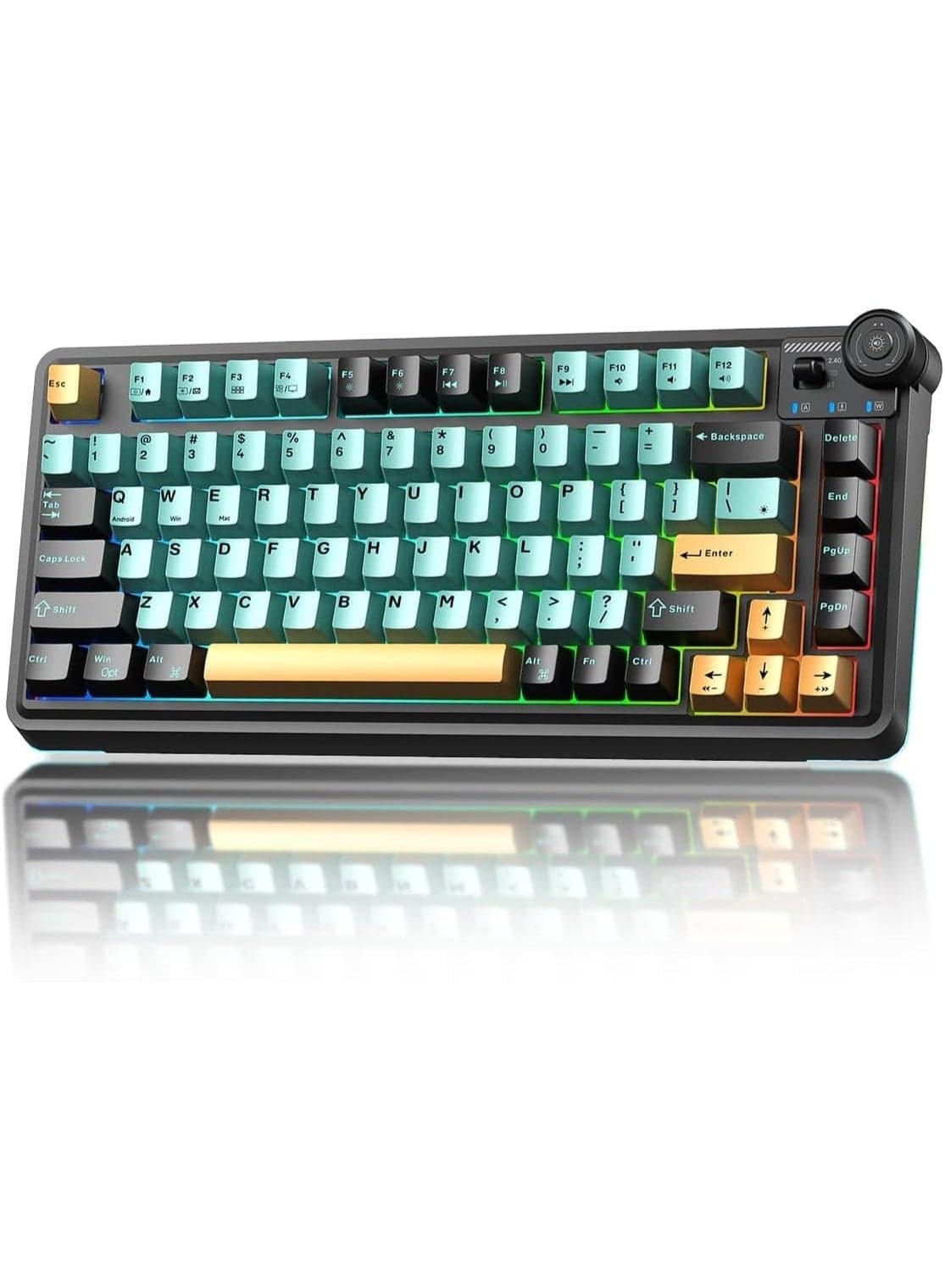 AU75 Wireless Tri-Mode Mechanical Keyboard 75% Compact Layout – Hot-Swappable Gasket Gaming Keyboard with Bloomfield Switch, Bluetooth, 2.4GHz & Wired Modes, RGB Backlit for Esports, PC & Office Use