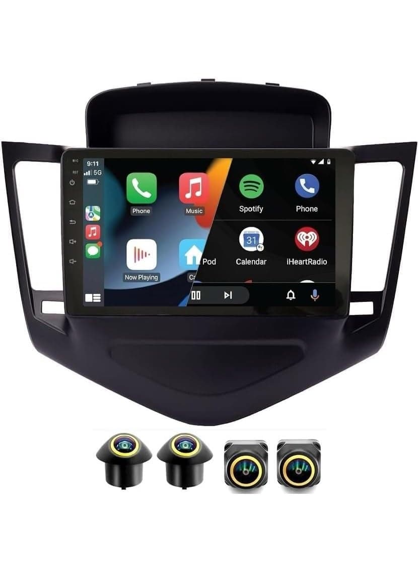 Android Car Stereo for Chevrolet Cruze 2009-2015 4GB RAM 64GB ROM Support Carplay, M-Link Wi-Fi BT, Radio GPS, 9 Inch IPS.QLED, Screen with 360D Camera Included