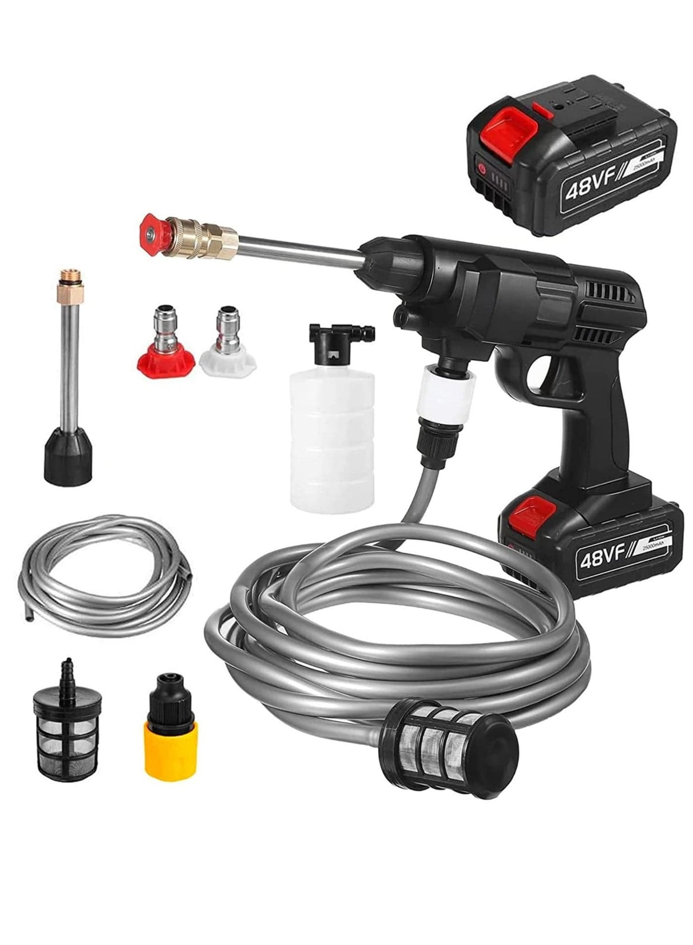 48V Cordless Portable Washer Electric High Pressure Cleaner Machine 200W 30 Bar Lithium Handheld Car Cleaning Device With Foam Generator Nozzle Water Pump