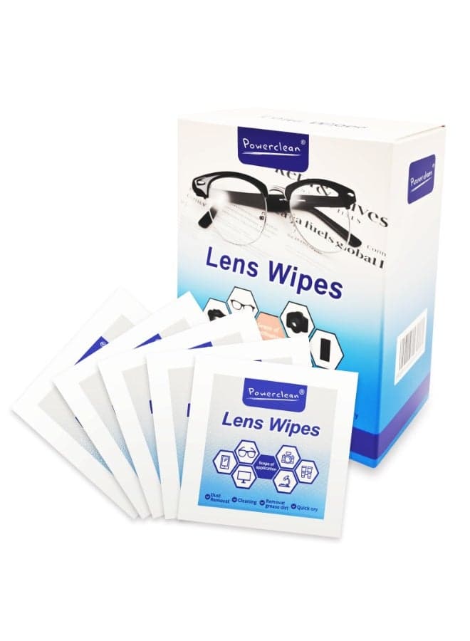 100 Pack Lens Cleaning Wipes for Eyeglasses & Screens | Individually Wrapped, Pre-Moistened, Streak-Free Glasses Cleaner Wipes