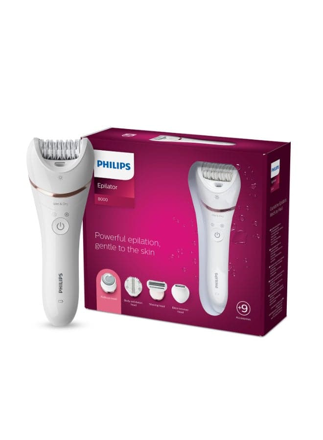 Epilator Series 8000 Wet And Dry Epilator BRE740/11, 2 Years Warranty White