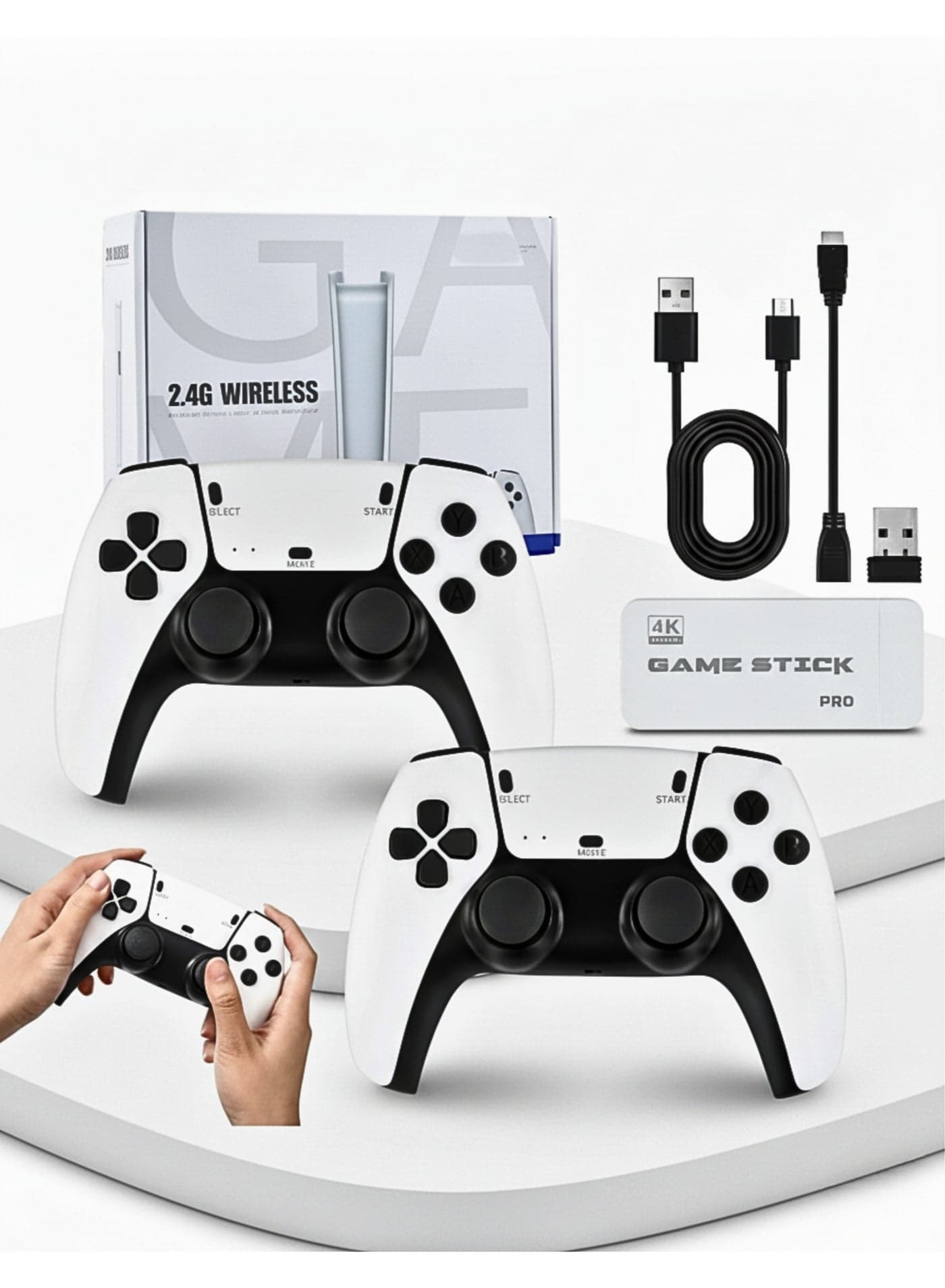 M15 Wireless Retro Gaming Console | Plug & Play 4K HD Game Stick for TV | 20000+ Built-in Classic Games | 2.4G Wireless Controllers | 2 Player Video Game Set for Kids & Adults