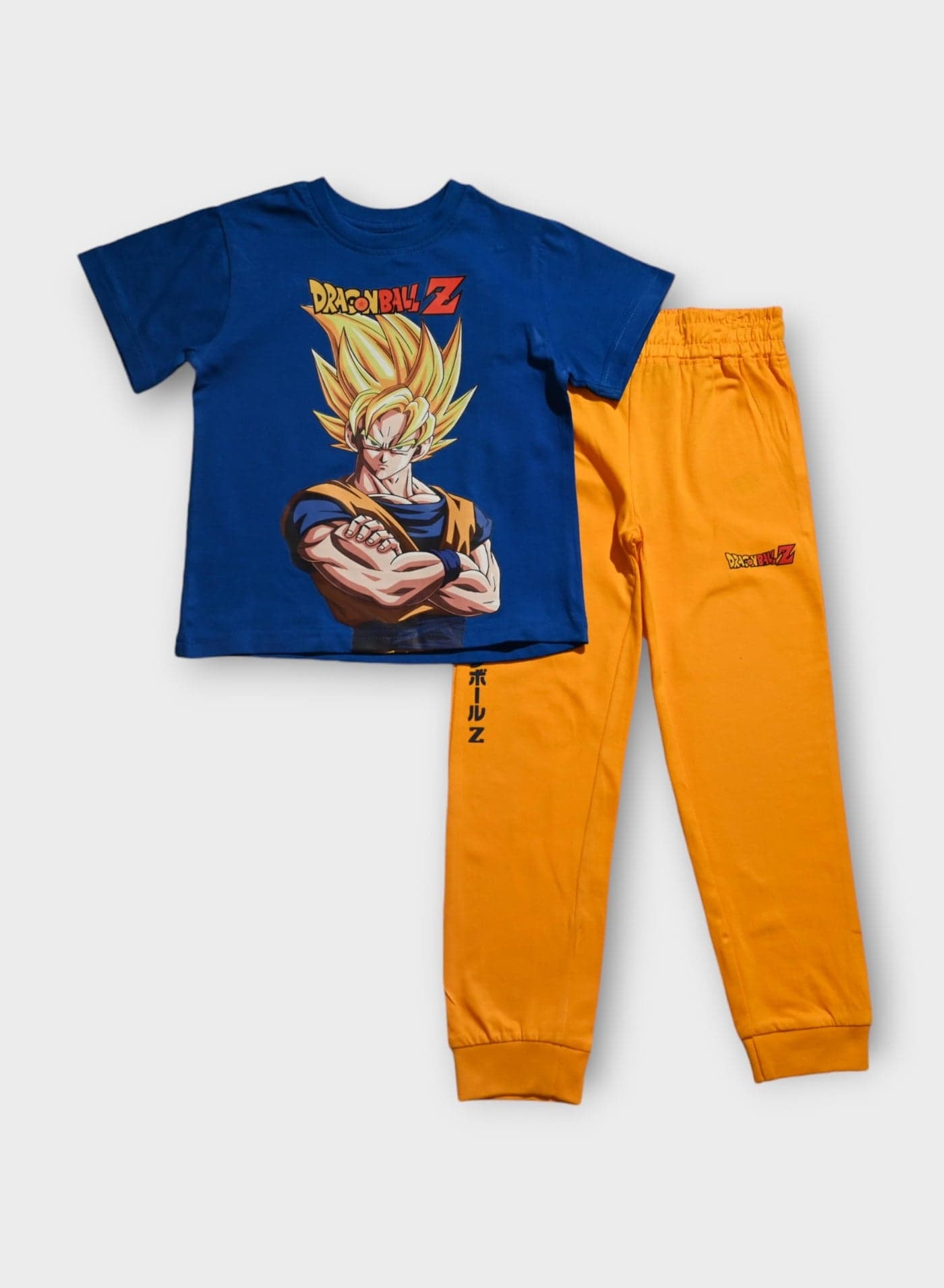 Dragon Ball Z Boys' Blue T-Shirt with Goku Graphic, Yellow Pajama, Set