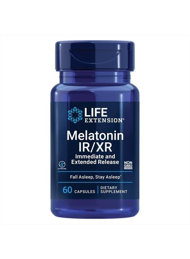 Life Extension Melatonin IR/XR - Immediate & Extended Release - Non-GMO, Gluten-Free – 60 Capsules