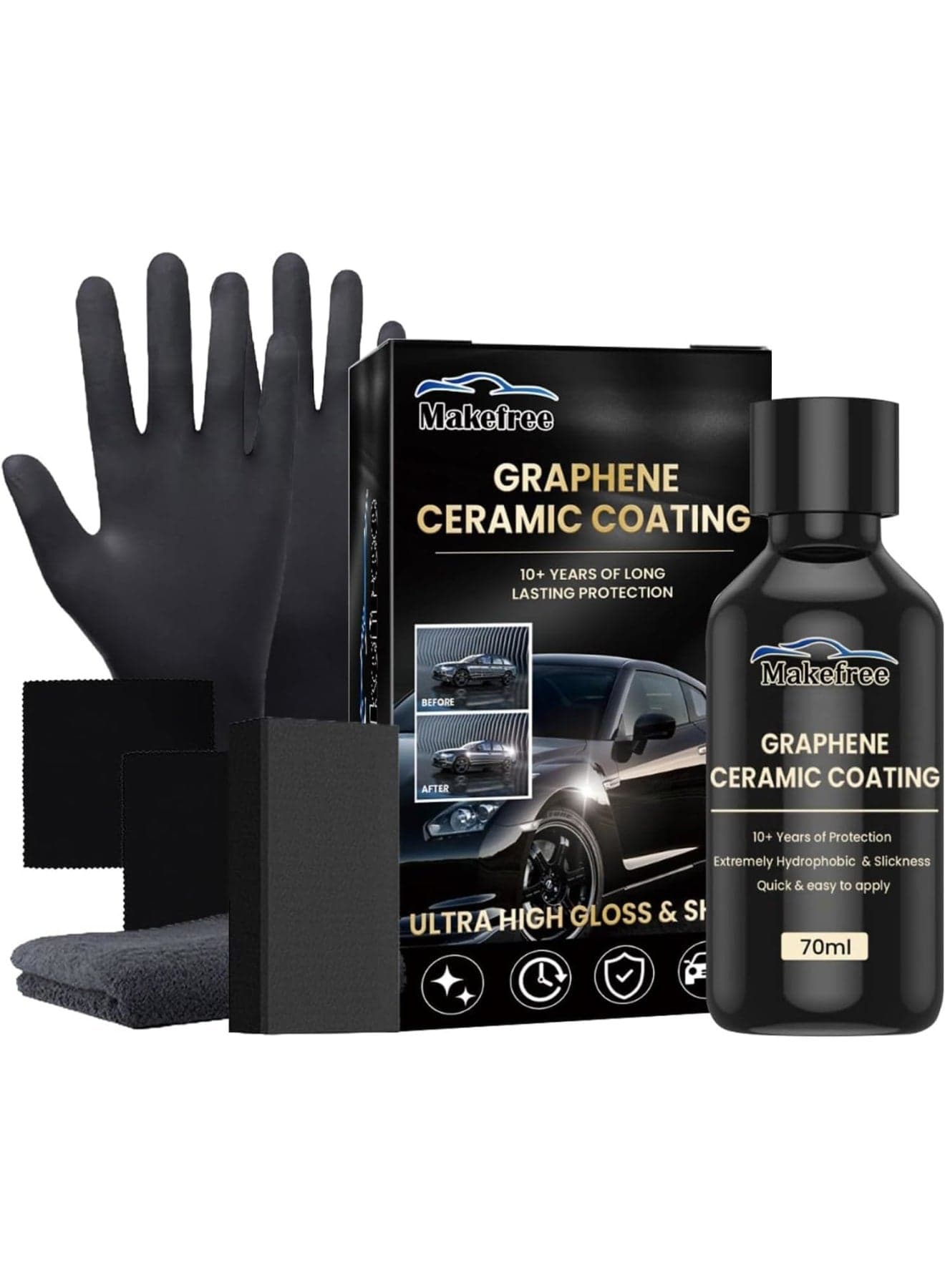 Graphene Ceramic Coating for Automotive, Ceramic Coating for Cars, Graphene Coating for Car Detailing, Long-Lasting Protection Kit for Car Detailing (70ml)