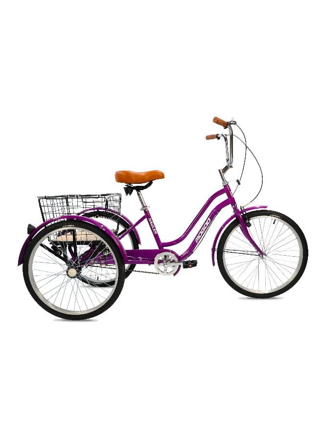 Hauler Adult Tricycle - 24/26 Inch - Steel Frame, Removable Rear Basket With Wheels, Alloy Rims, Parking Brake, Saddle With Springs, Vintage Design, Perfect For Shopping