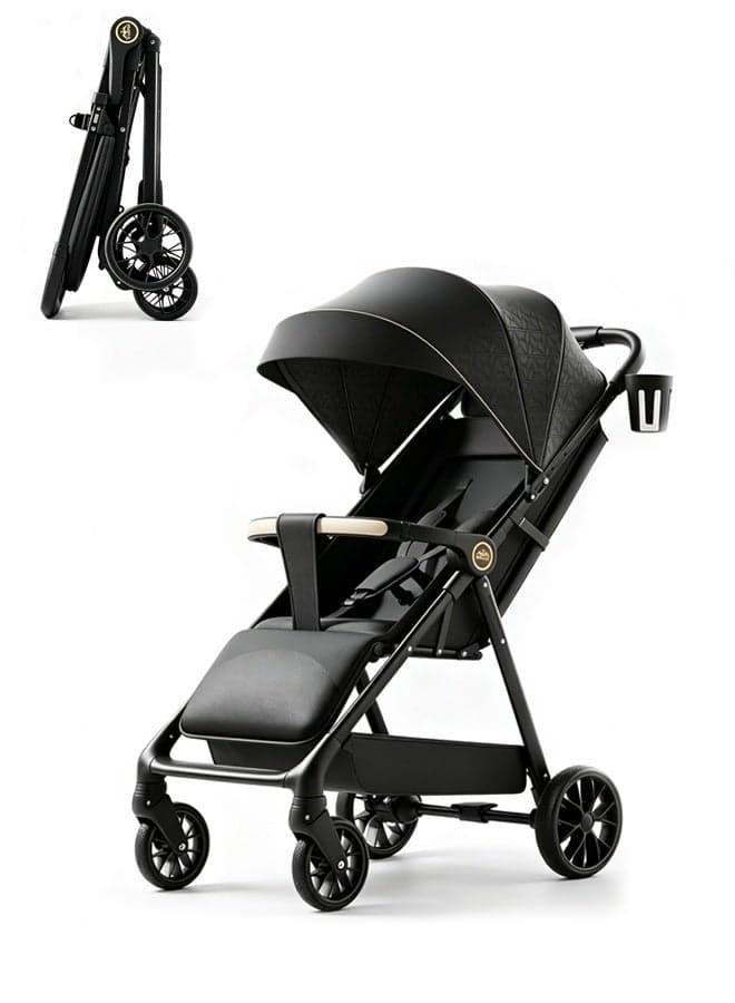 Lightweight Baby Stroller, Portable Travel Stroller for Toddlers, One-Touch Folding, Four-Wheel Suspension, Adjustable Sun Canopy, Removable Tray, Suitable for Children Aged 6 Months to 5 Years